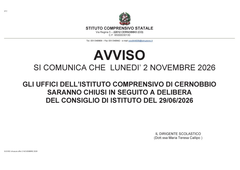 AVVISO CHIUSURA