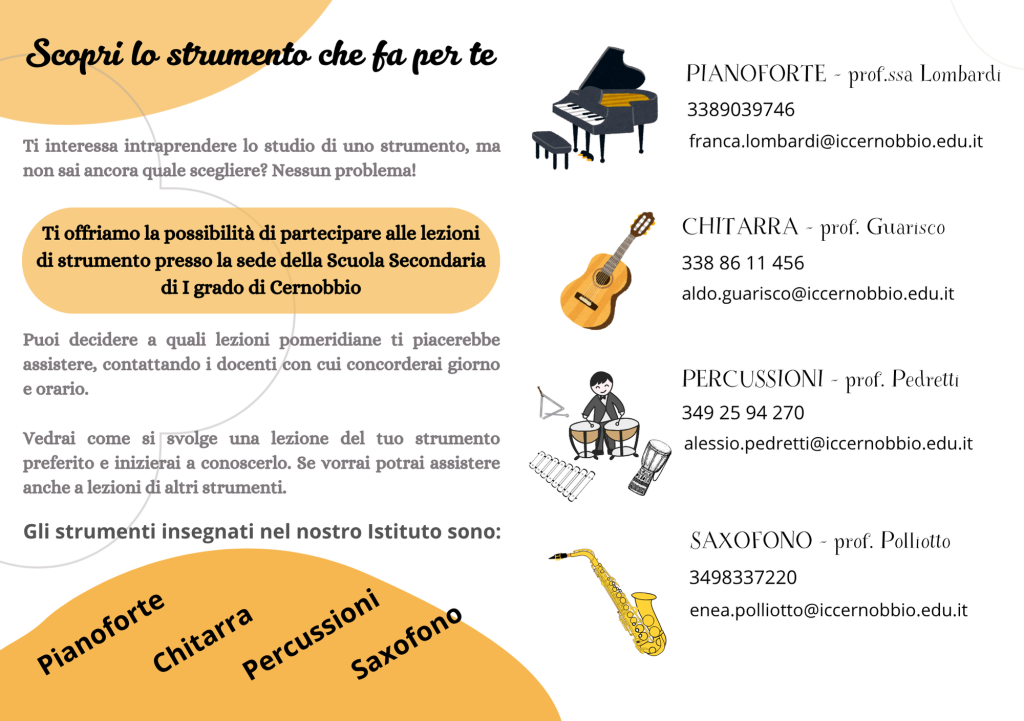 Possibilità di assistere alle lezioni di strumento