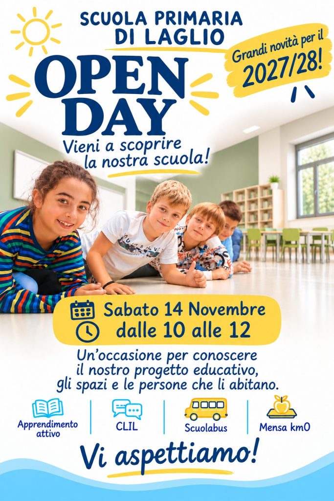 open day primaria di laglio sabato 14 ottobre ore 10